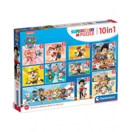 Puzzle carton 10in1 18-60 piese Clementoni Supercolor - Paw Patrol, 20270, 4+ ani