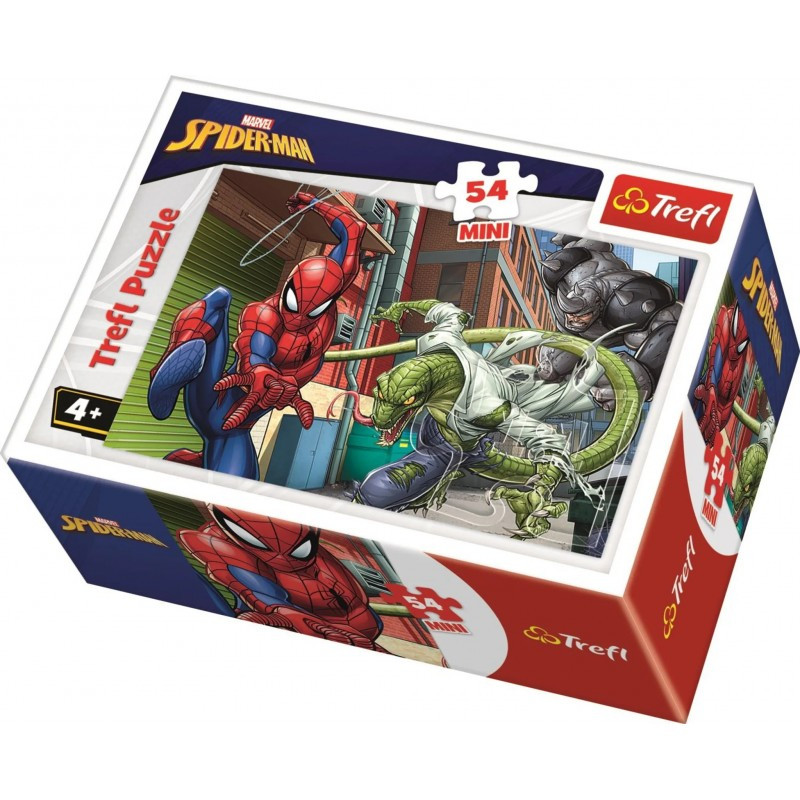 Puzzle carton 54 piese Trefl Mini - Spider-Man - lupta, 19608, 4+ ani