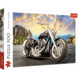 Puzzle carton 500 piese Trefl Motocicleta neagra, 37384, 10+ ani